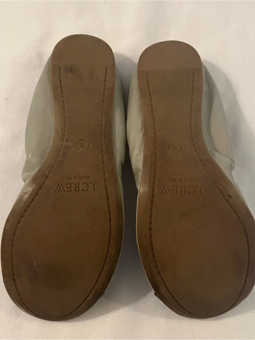J.Crew Mila Gray Navy Cap Toe Leather Ballet Flats Sz.8 Italian Preppy Classic